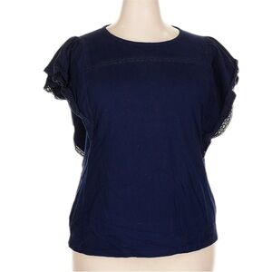 Crown & Ivy Short Ruffle Sleeve Eyelet Top XXL